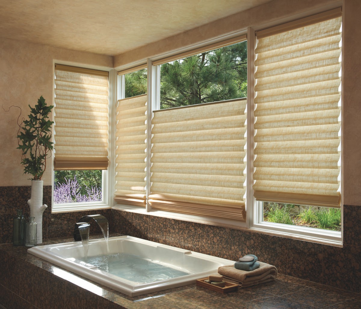 Bathroom Window Treatments for Homes near Sarasota, Florida (FL) including Vignette Modern Roman Shades