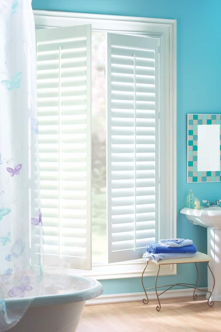 Palm Beach™ Polysatin™ Shutters near Venice, Florida (FL), including custom bathroom window treatments for homes