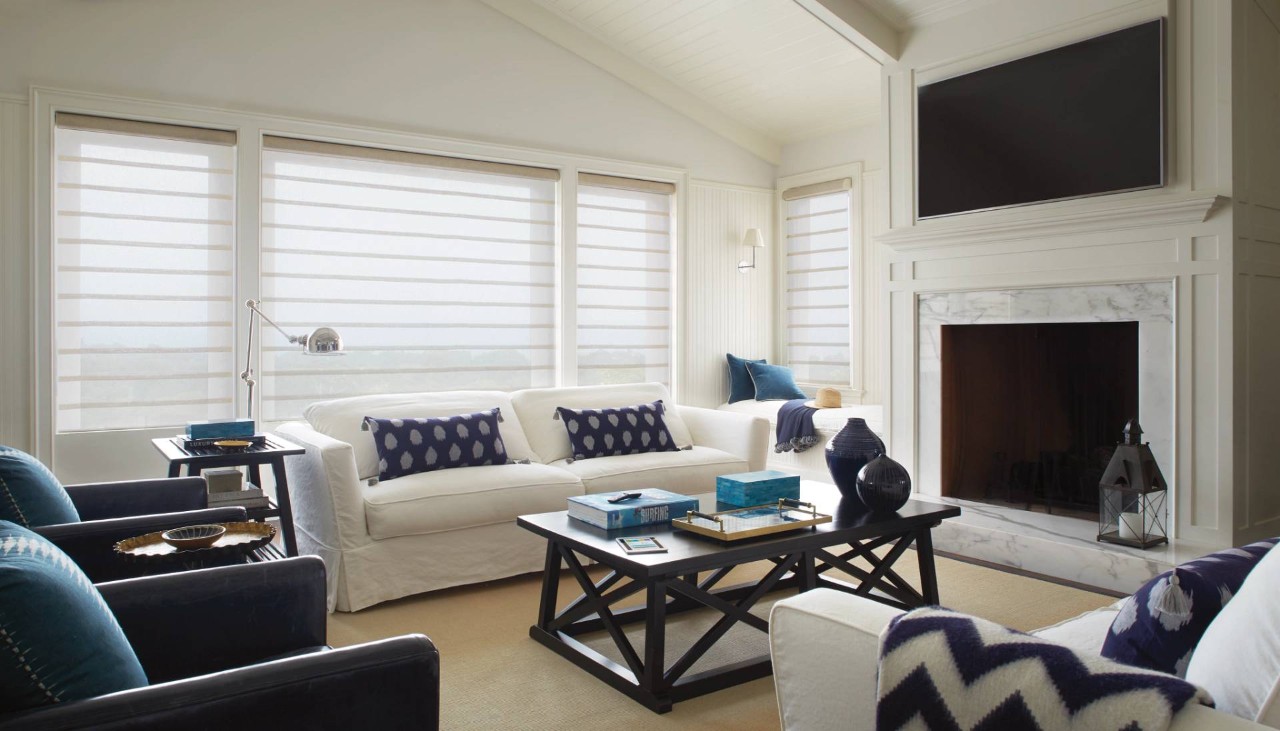 Hunter Douglas Vignette® Roman Shades accenting a modern home interior near Venice, FL