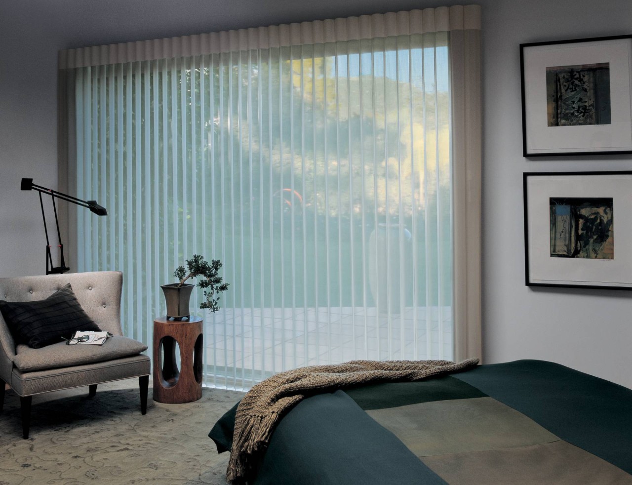 A modern home with windows featuring Hunter Douglas Luminette® Sheer Panels near Venice, FL