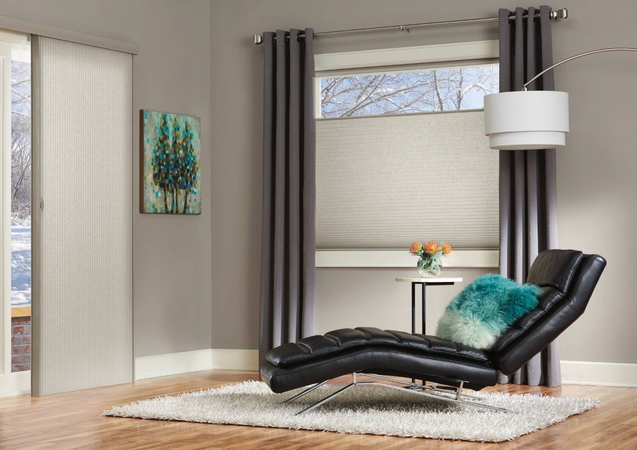 Hunter Douglas Duette® Cellular Shades with curtains near Venice, Florida (FL)